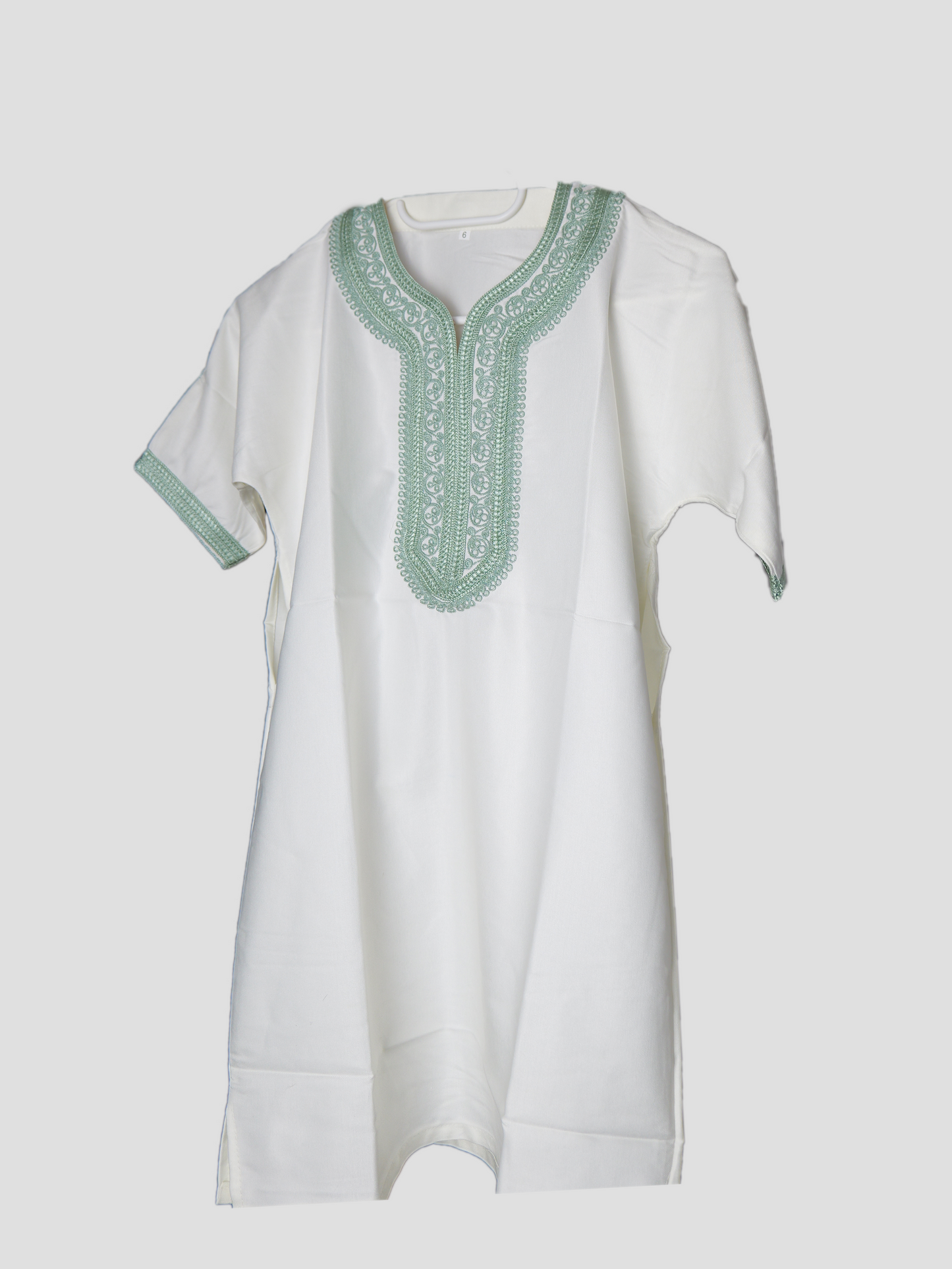Kinder Abaya Weiß-Grün