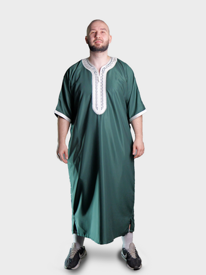 Männer Abaya Grün-Weiß