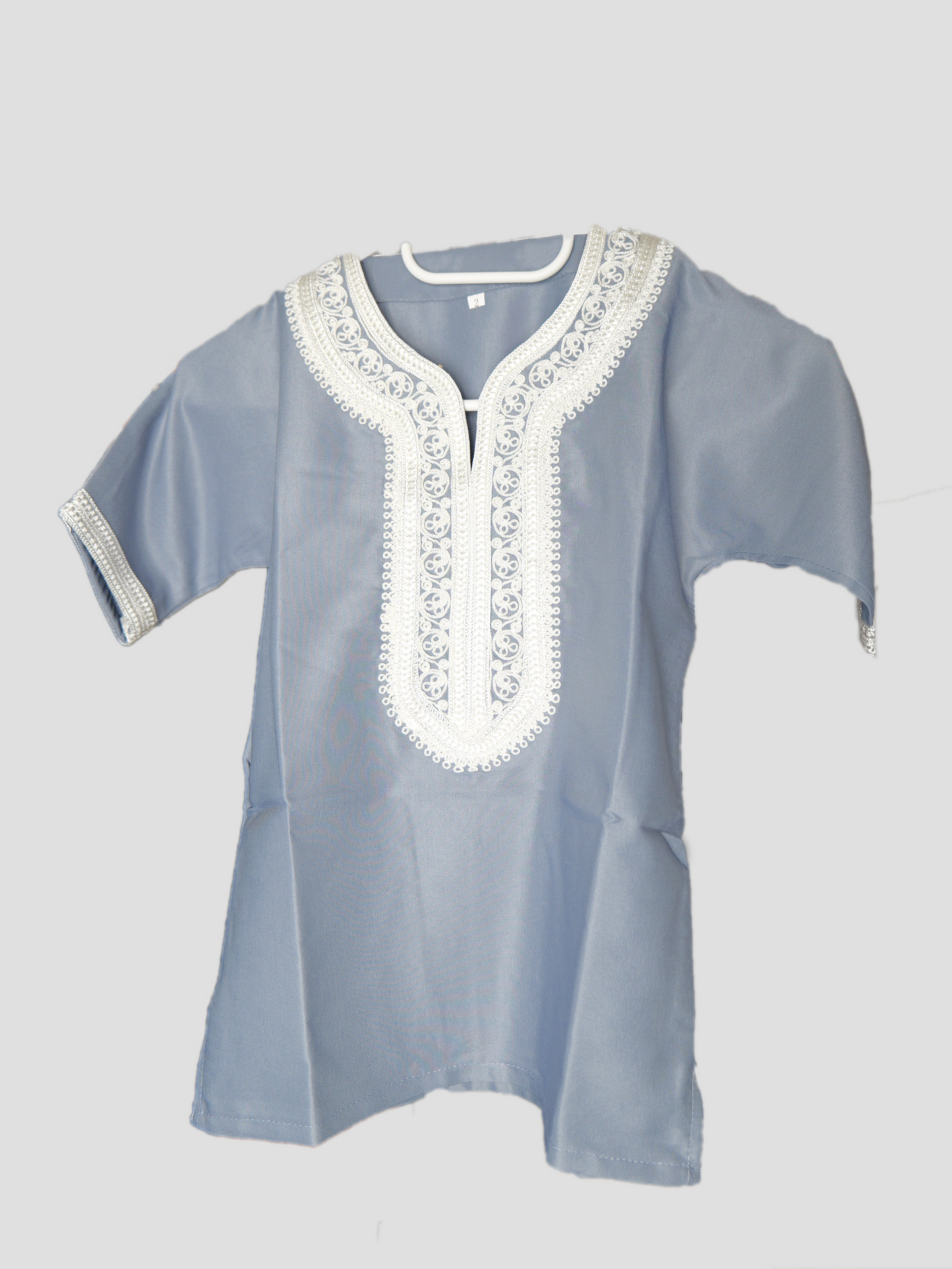 Kinder Abaya Grau-Weiß
