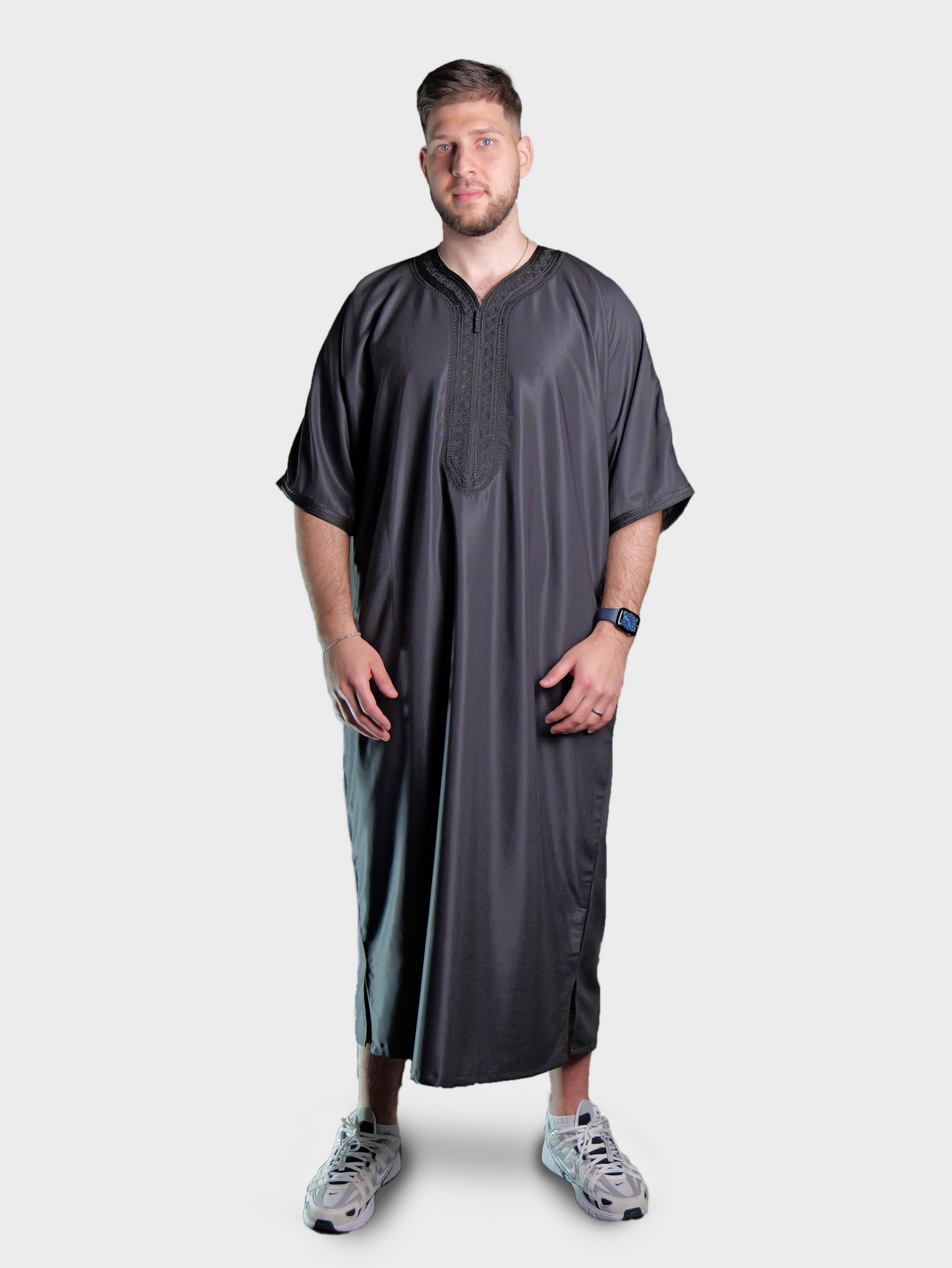 Männer Abaya Schwarz-Schwarz