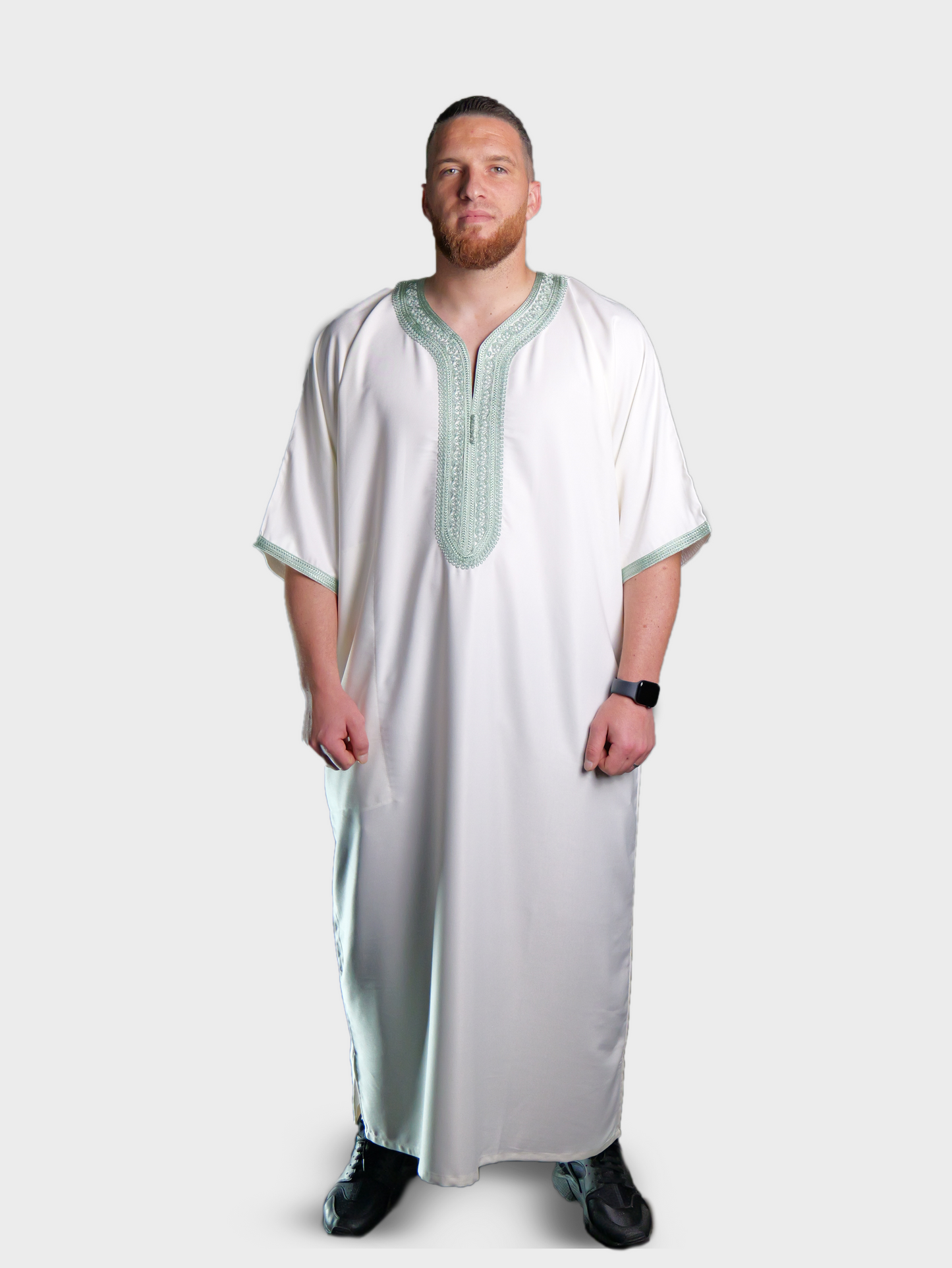 Männer Abaya Weiß-Grün
