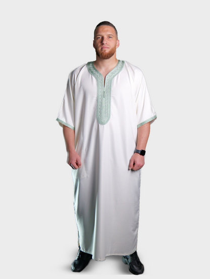 Männer Abaya Weiß-Grün