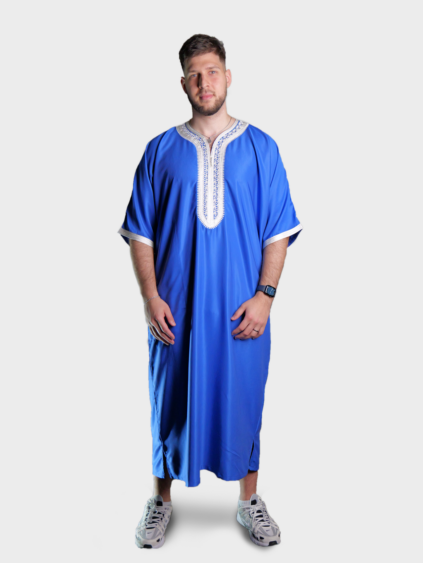 Männer Abaya Blau-Weiß