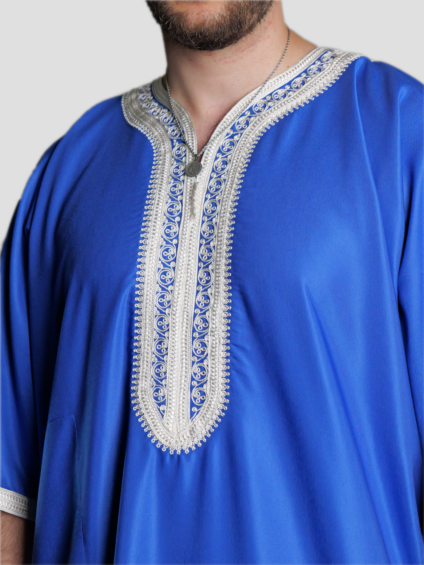 Männer Abaya Blau-Weiß