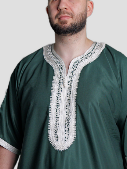 Männer Abaya Grün-Weiß
