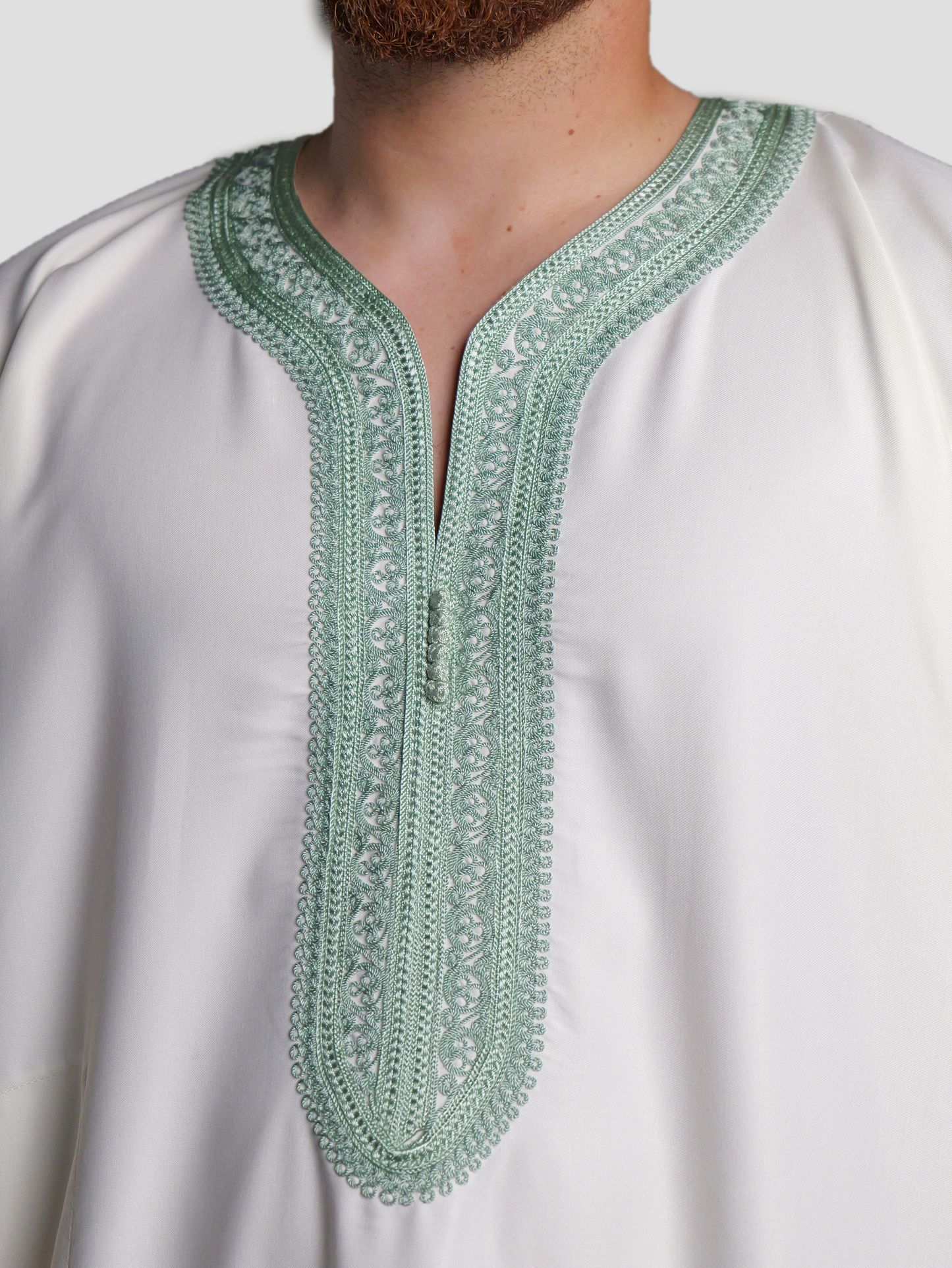 Männer Abaya Weiß-Grün