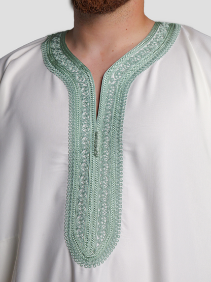 Männer Abaya Weiß-Grün